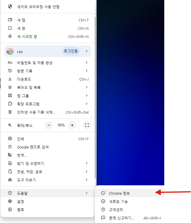 크롬 드라이버 업데이트 방법 설명 화면 3